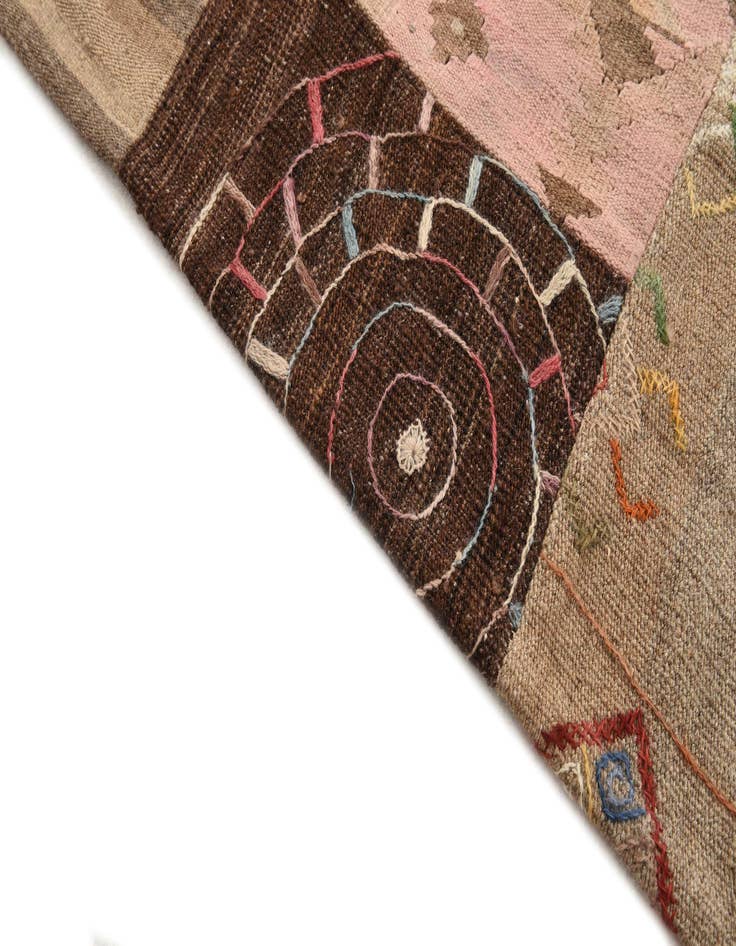 Detail image of  6' 7 x 9' 11  Hand Woven Kilim Patchwork Wool Rug