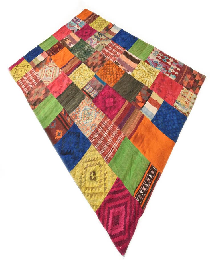 Detail image of  6' 8 x 9' 10  Hand Woven Kilim Patchwork Wool Rug