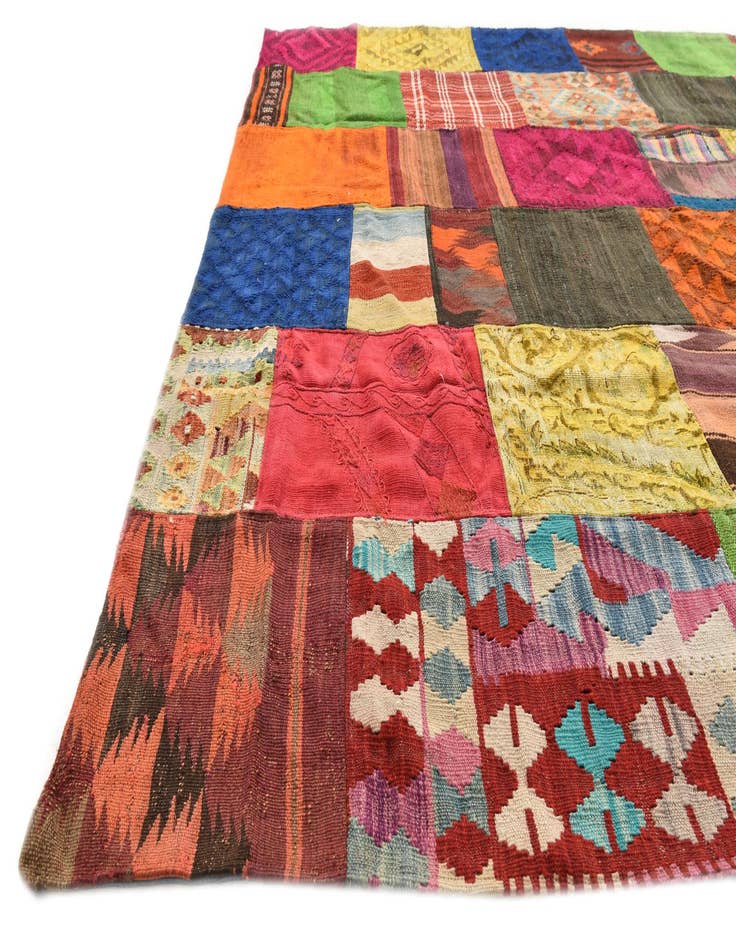 Detail image of  6' 8 x 9' 10  Hand Woven Kilim Patchwork Wool Rug