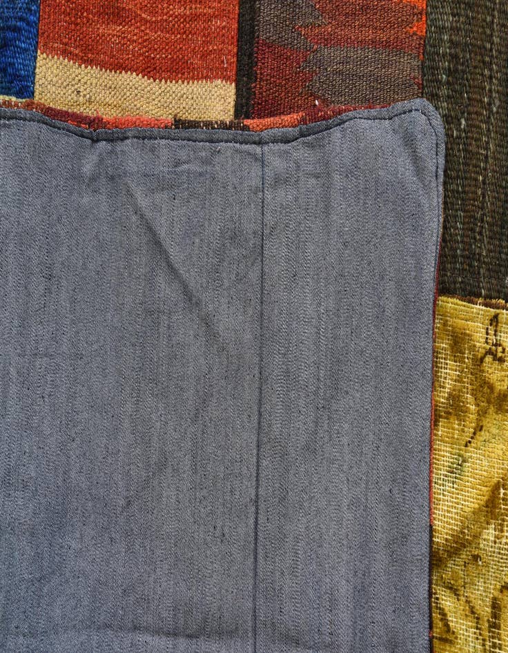 Detail image of  6' 8 x 9' 10  Hand Woven Kilim Patchwork Wool Rug