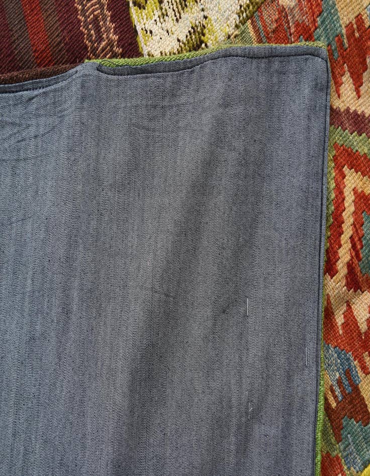 Detail image of  6' 9 x 10'  Hand Woven Kilim Patchwork Wool Rug