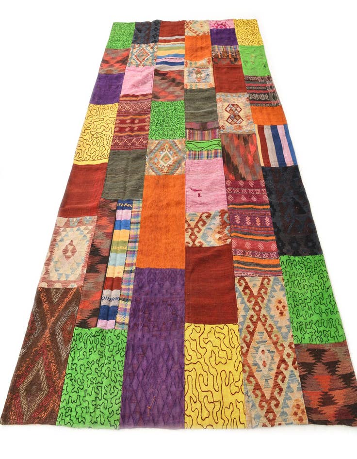 Detail image of  6' 8 x 9' 11  Hand Woven Kilim Patchwork Wool Rug