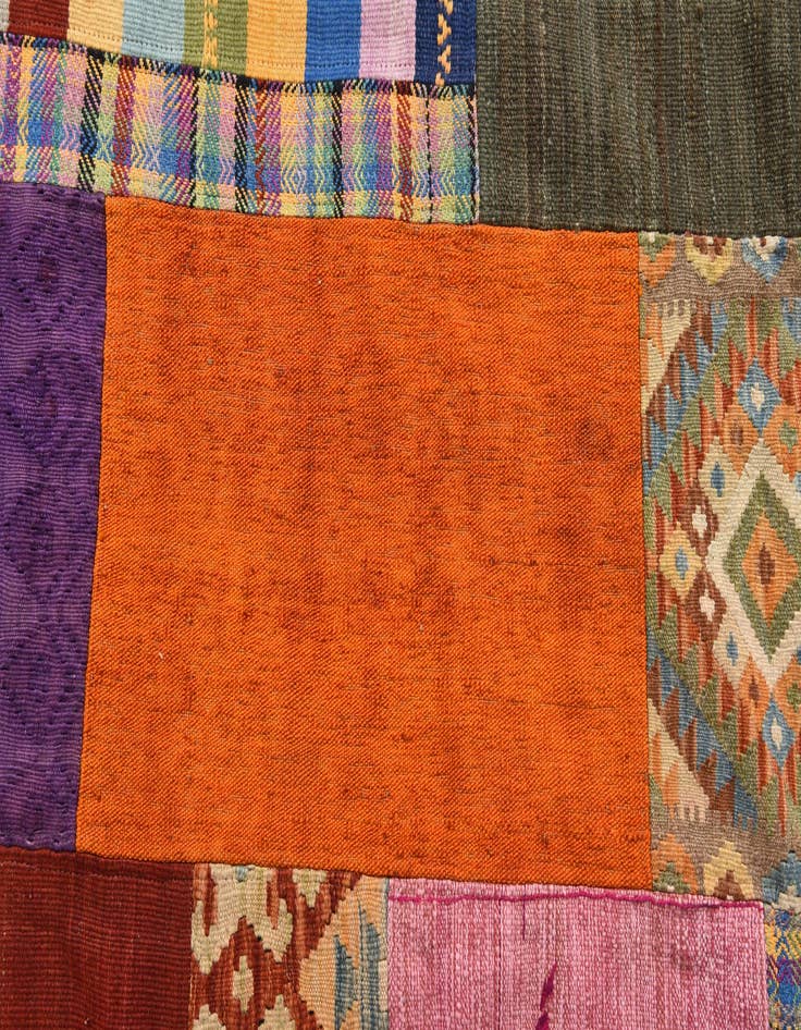 Detail image of  6' 8 x 9' 11  Hand Woven Kilim Patchwork Wool Rug