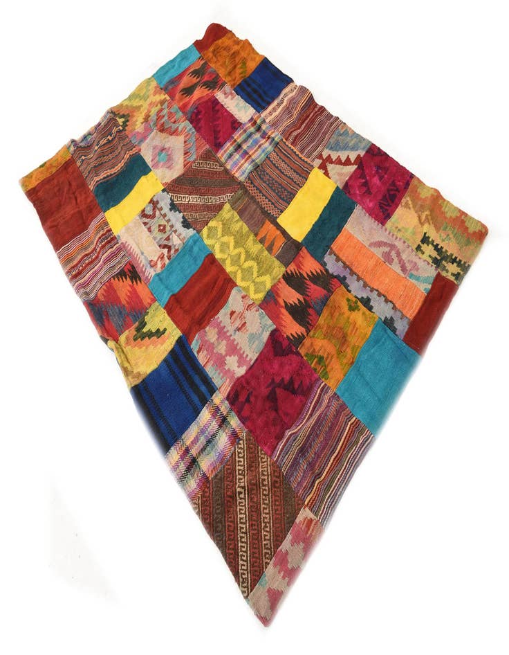 Detail image of  4' 2 x 5' 10  Hand Woven Kilim Patchwork Wool Rug