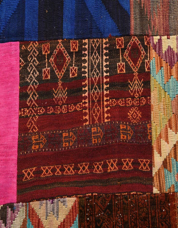Detail image of  5' 6 x 7' 11  Hand Woven Kilim Patchwork Wool Rug