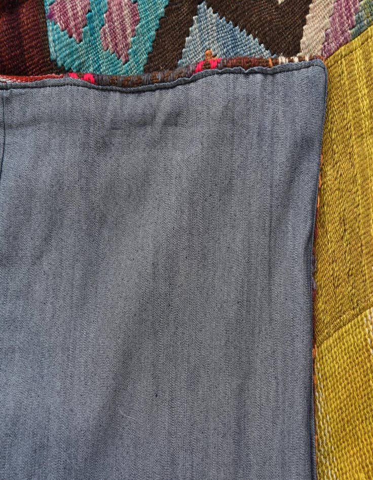 Detail image of  5' 6 x 7' 11  Hand Woven Kilim Patchwork Wool Rug