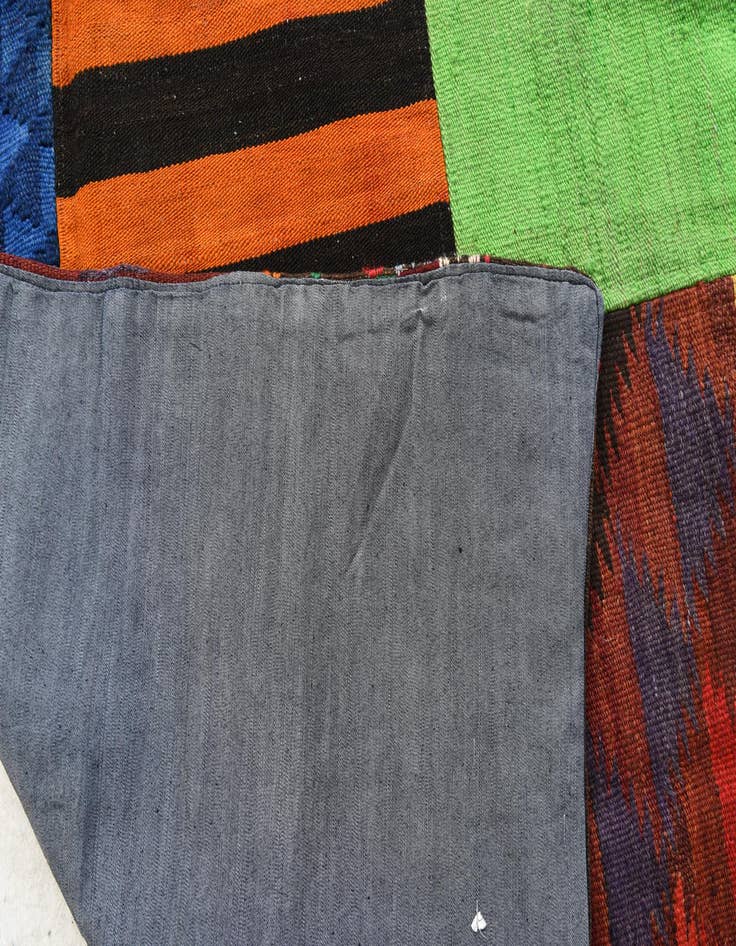 Detail image of  5' 5 x 7' 8  Hand Woven Kilim Patchwork Wool Rug