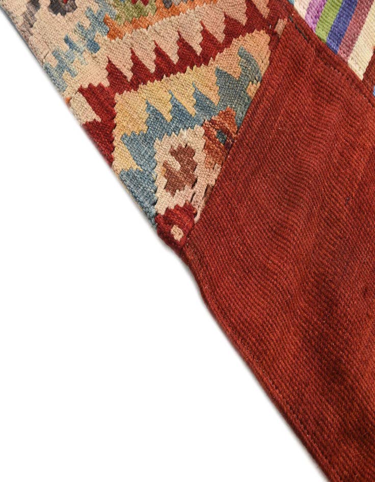 Detail image of  4' 2 x 5' 10  Hand Woven Kilim Patchwork Wool Rug