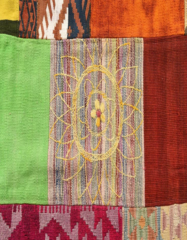 Detail image of  6' 8 x 9' 8  Hand Woven Kilim Patchwork Wool Rug