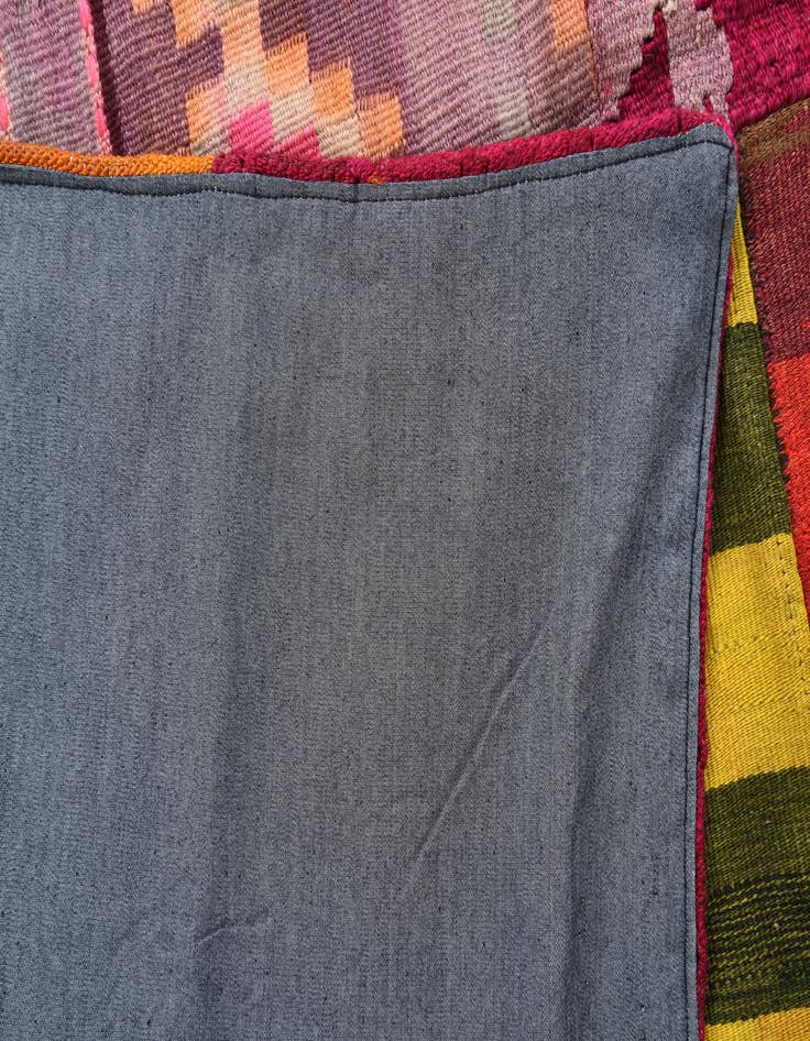 Detail image of  6' 8 x 9' 8  Hand Woven Kilim Patchwork Wool Rug