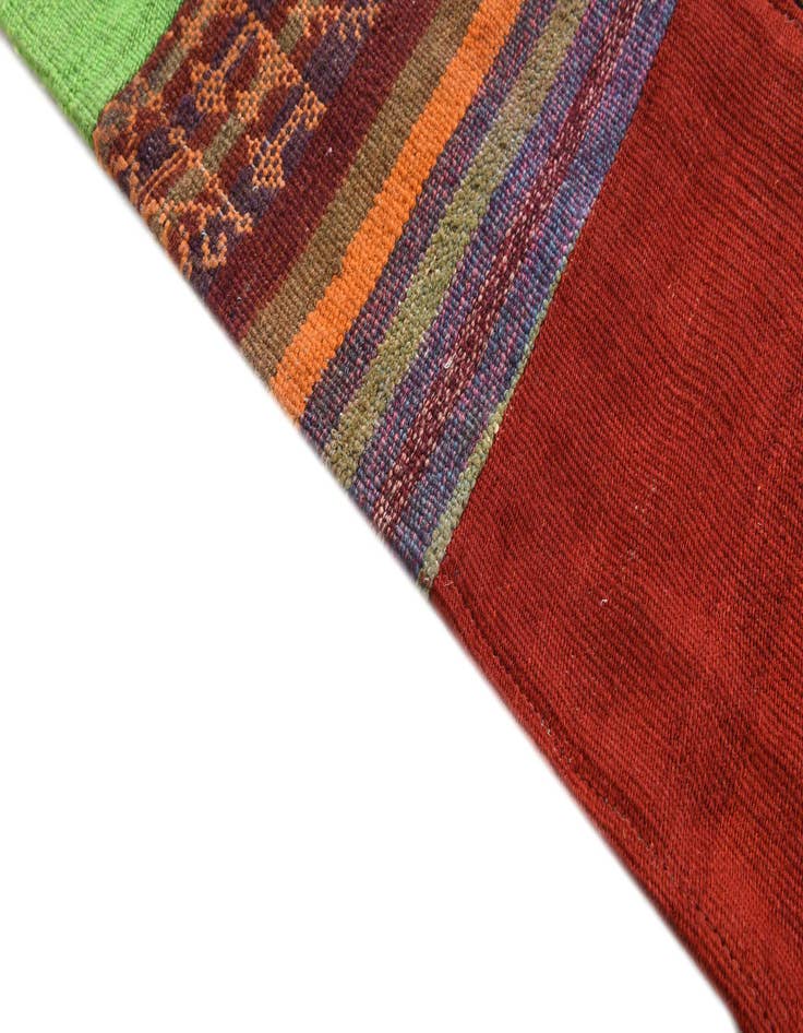 Detail image of  5' 4 x 7' 10  Hand Woven Kilim Patchwork Wool Rug