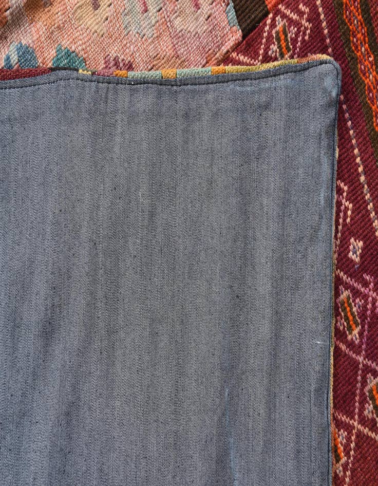 Detail image of  5' 4 x 7' 10  Hand Woven Kilim Patchwork Wool Rug