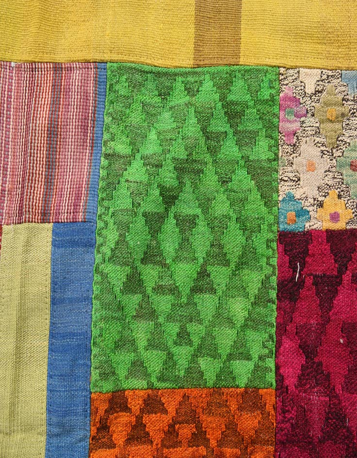 Detail image of  5' 8 x 8' 2  Hand Woven Kilim Patchwork Wool Rug