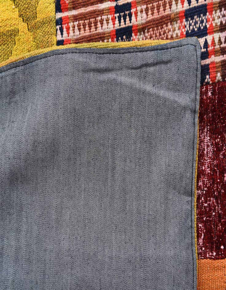 Detail image of  5' 8 x 8' 2  Hand Woven Kilim Patchwork Wool Rug