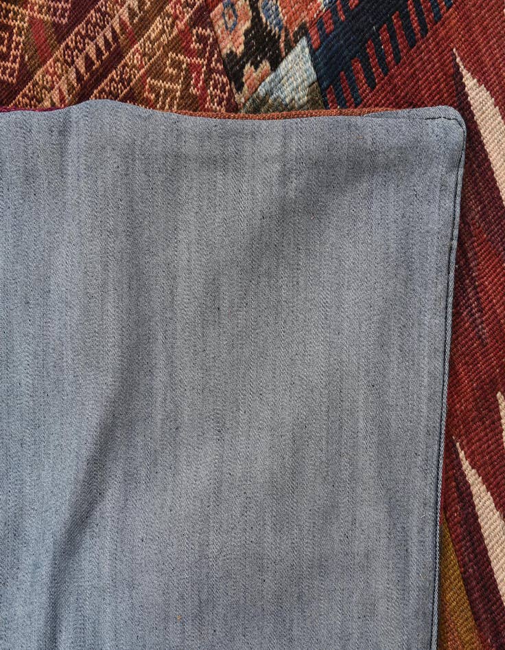 Detail image of  5' 9 x 8'  Hand Woven Kilim Patchwork Wool Rug