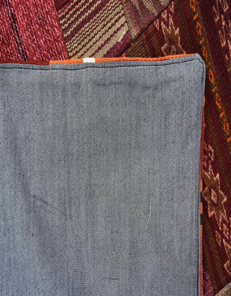 Detail image of  4' 10 x 6' 6  Hand Woven Kilim Patchwork Wool Rug