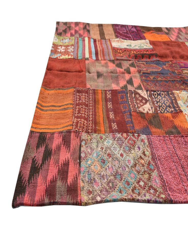 Detail image of  5' 4 x 6' 7  Hand Woven Kilim Patchwork Wool Rug