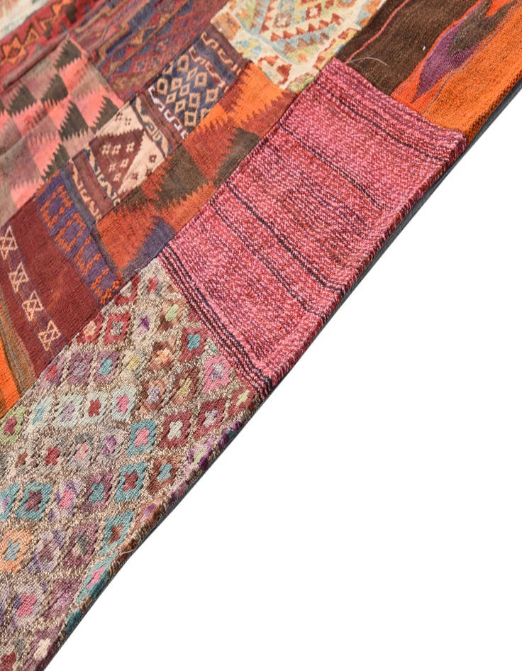 Detail image of  5' 4 x 6' 7  Hand Woven Kilim Patchwork Wool Rug