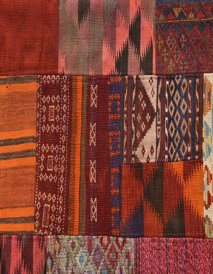 Detail image of  5' 4 x 6' 7  Hand Woven Kilim Patchwork Wool Rug