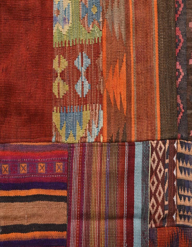 Detail image of  5' 4 x 6' 7  Hand Woven Kilim Patchwork Wool Rug