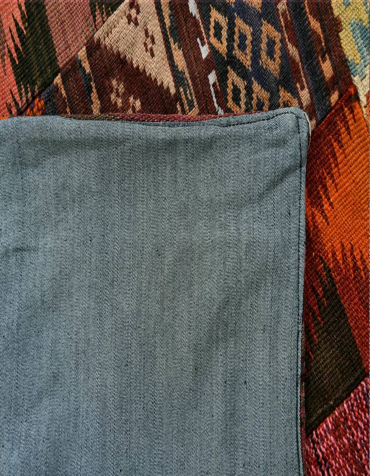 Detail image of  5' 4 x 6' 7  Hand Woven Kilim Patchwork Wool Rug