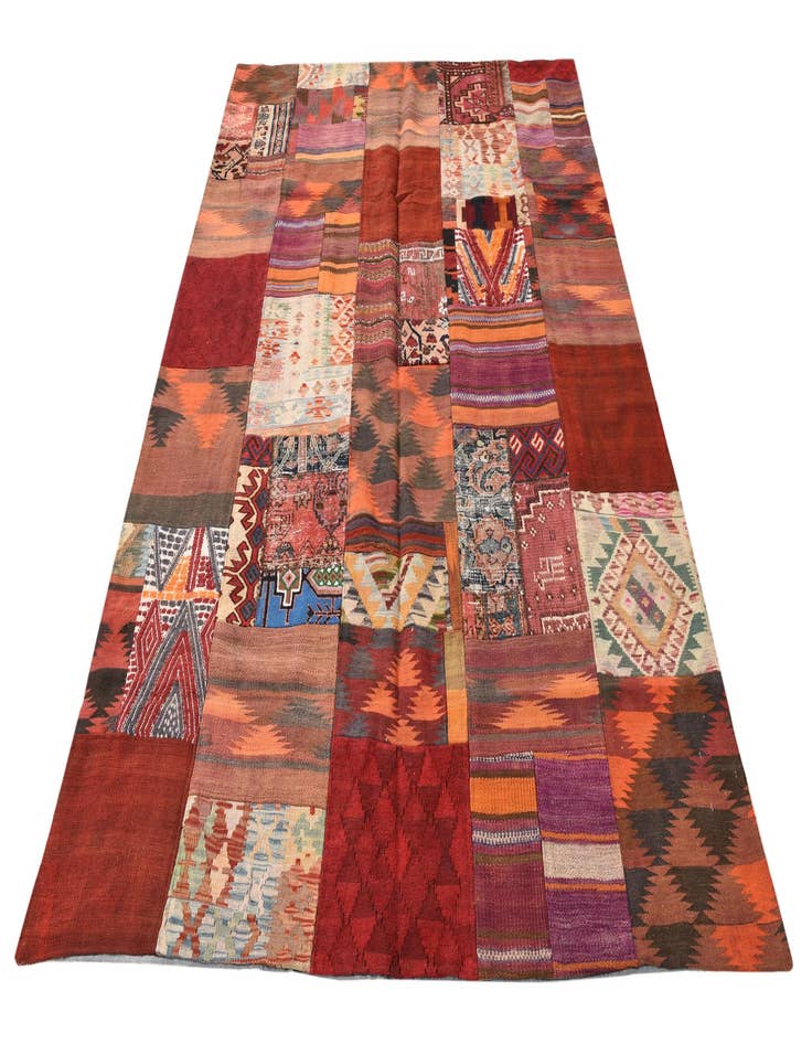 Detail image of  5' 7 x 8'  Hand Woven Kilim Patchwork Wool Rug