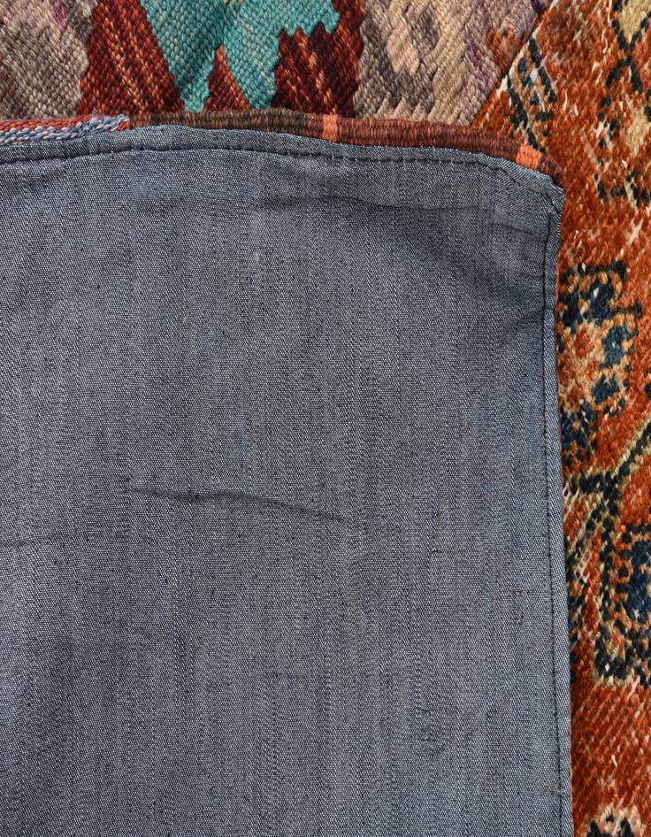 Detail image of  4' x 5' 10  Hand Woven Kilim Patchwork Wool Rug