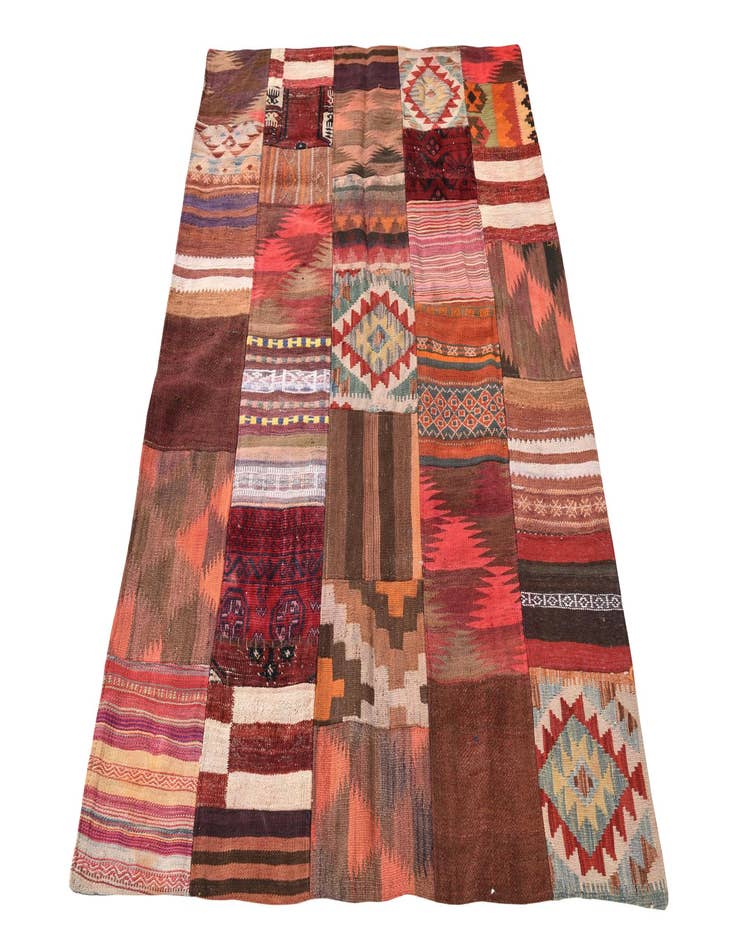 Detail image of  4' x 6'  Hand Woven Kilim Patchwork Wool Rug