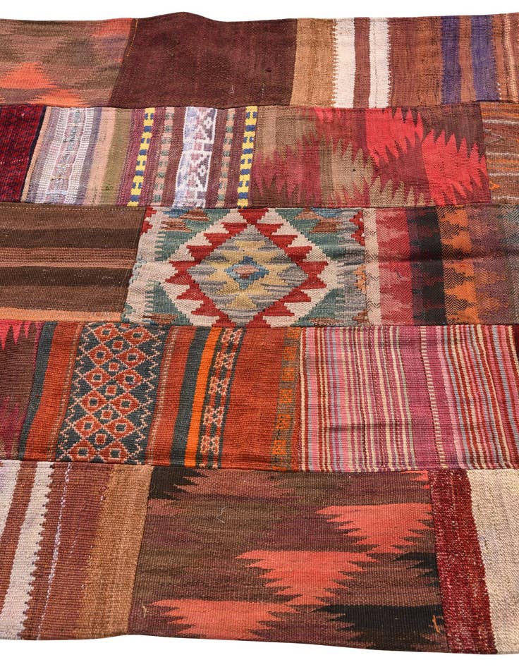 Detail image of  4' x 6'  Hand Woven Kilim Patchwork Wool Rug