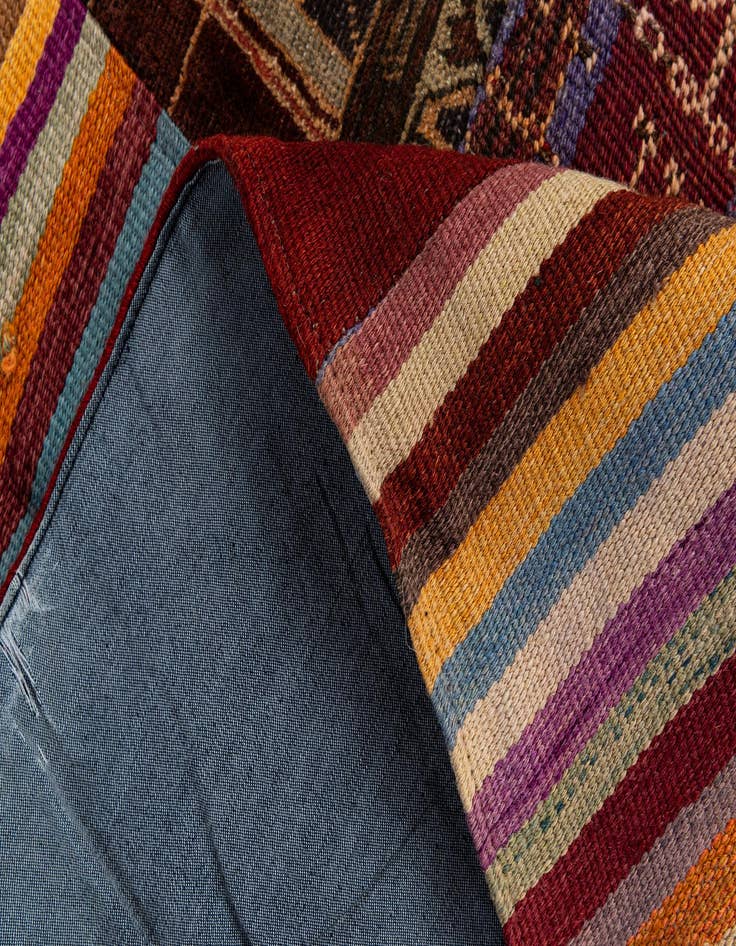 Detail image of  4' 2 x 6'  Hand Woven Kilim Patchwork Wool Rug