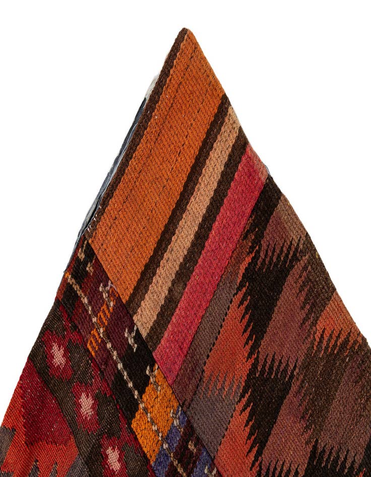 Detail image of  4' 2 x 6'  Hand Woven Kilim Patchwork Wool Rug