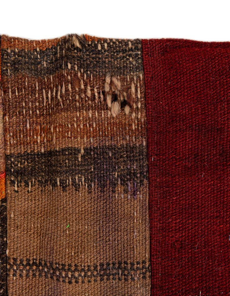 Detail image of  4' 2 x 6'  Hand Woven Kilim Patchwork Wool Rug