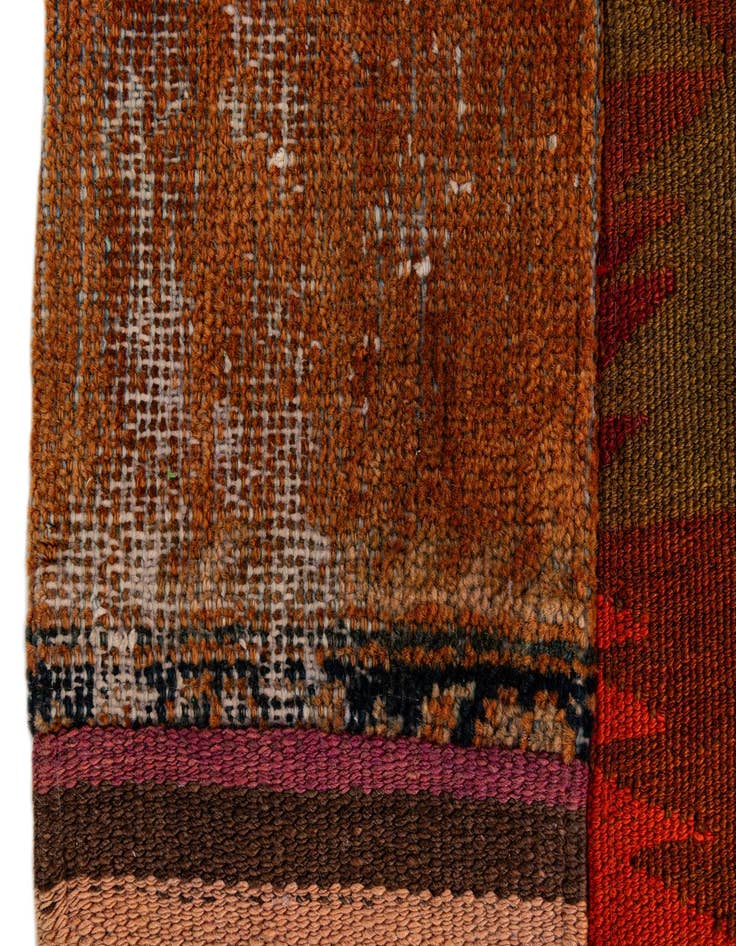 Detail image of  4' 2 x 6'  Hand Woven Kilim Patchwork Wool Rug