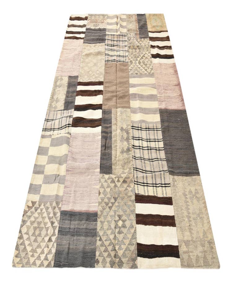 Detail image of  5' 5 x 7' 10  Hand Woven Kilim Patchwork Wool Rug