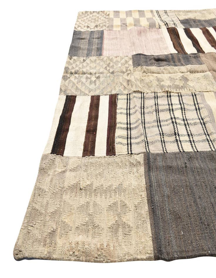 Detail image of  5' 5 x 7' 10  Hand Woven Kilim Patchwork Wool Rug