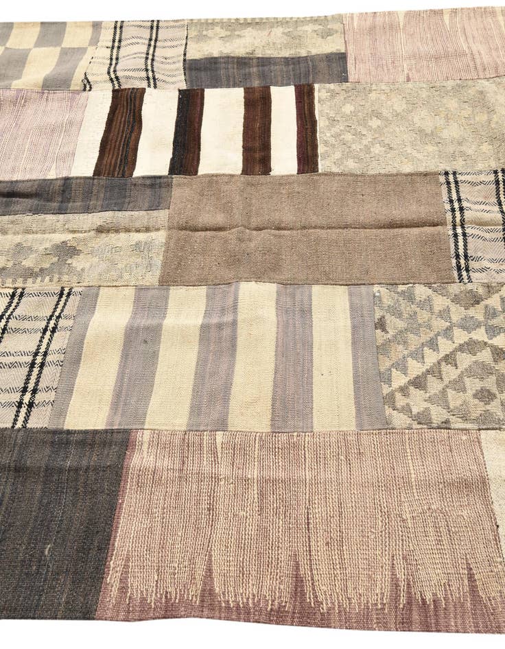 Detail image of  5' 5 x 7' 10  Hand Woven Kilim Patchwork Wool Rug