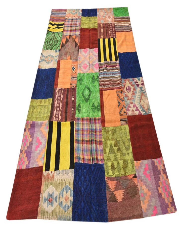 Detail image of  5' 5 x 7' 9  Hand Woven Kilim Patchwork Wool Rug