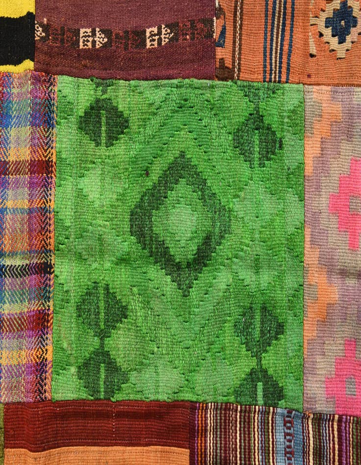Detail image of  5' 5 x 7' 9  Hand Woven Kilim Patchwork Wool Rug
