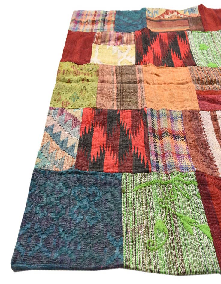 Detail image of  4' x 6'  Hand Woven Kilim Patchwork Wool Rug