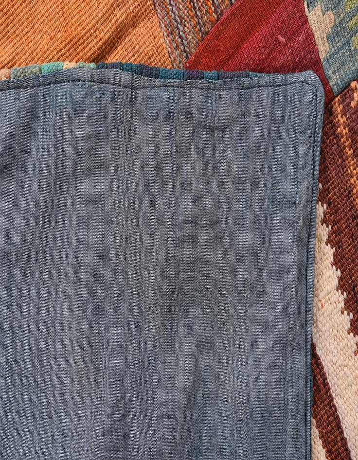 Detail image of  4' x 6'  Hand Woven Kilim Patchwork Wool Rug