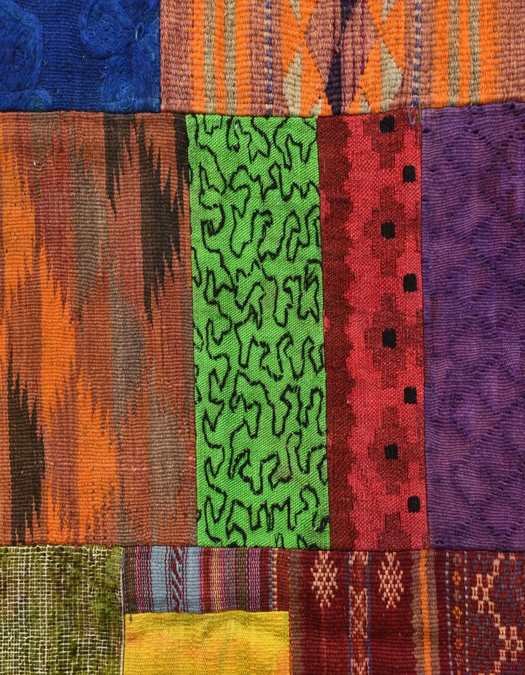 Detail image of  6' 7 x 10'  Hand Woven Kilim Patchwork Wool Rug