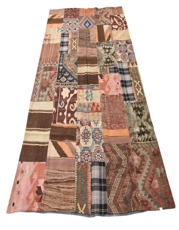 Detail image of  5' 5 x 8'  Hand Woven Kilim Patchwork Wool Rug