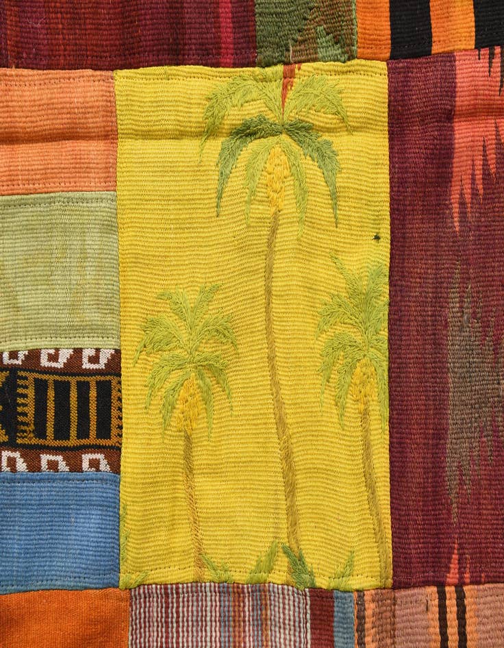 Detail image of  5' 7 x 8'  Hand Woven Kilim Patchwork Wool Rug