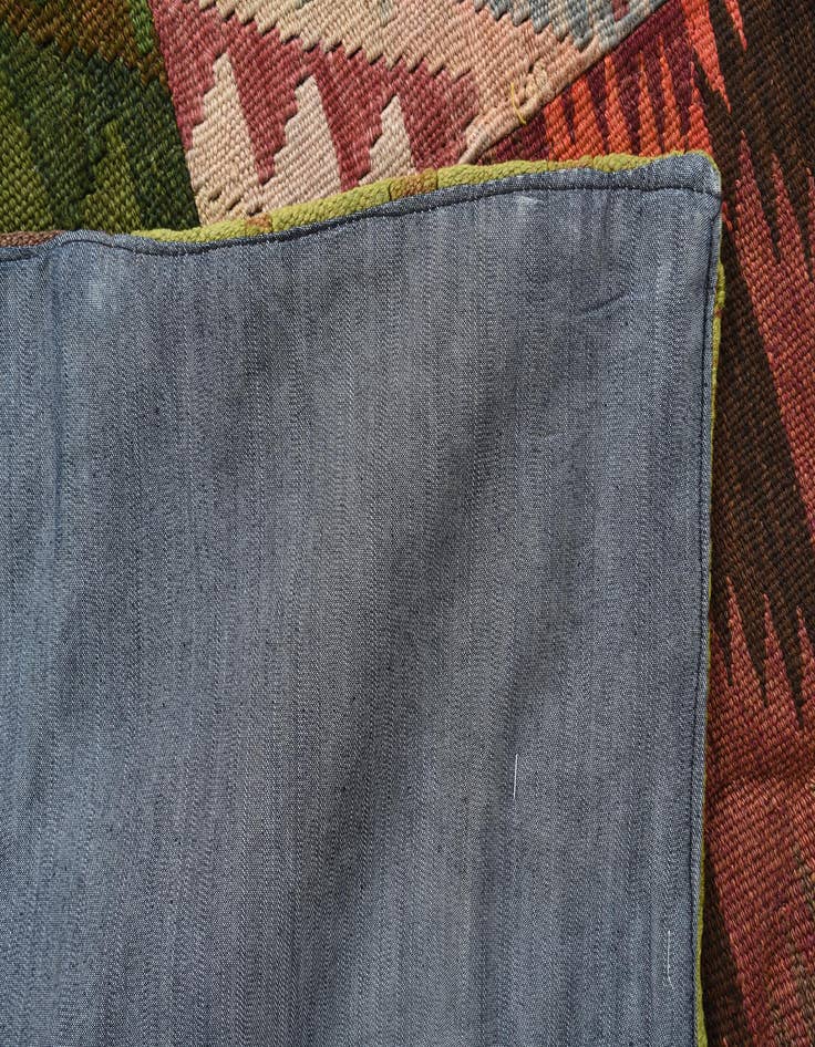 Detail image of  5' 7 x 8'  Hand Woven Kilim Patchwork Wool Rug