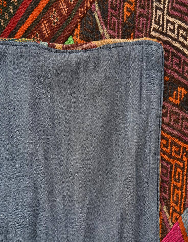 Detail image of  5' 6 x 7' 7  Hand Woven Kilim Patchwork Wool Rug