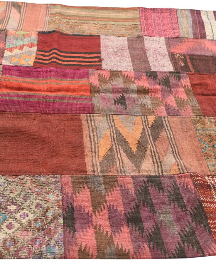 Detail image of  4' 10 x 6' 6  Hand Woven Kilim Patchwork Wool Rug