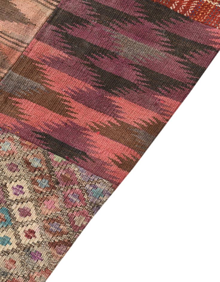 Detail image of  4' 10 x 6' 6  Hand Woven Kilim Patchwork Wool Rug