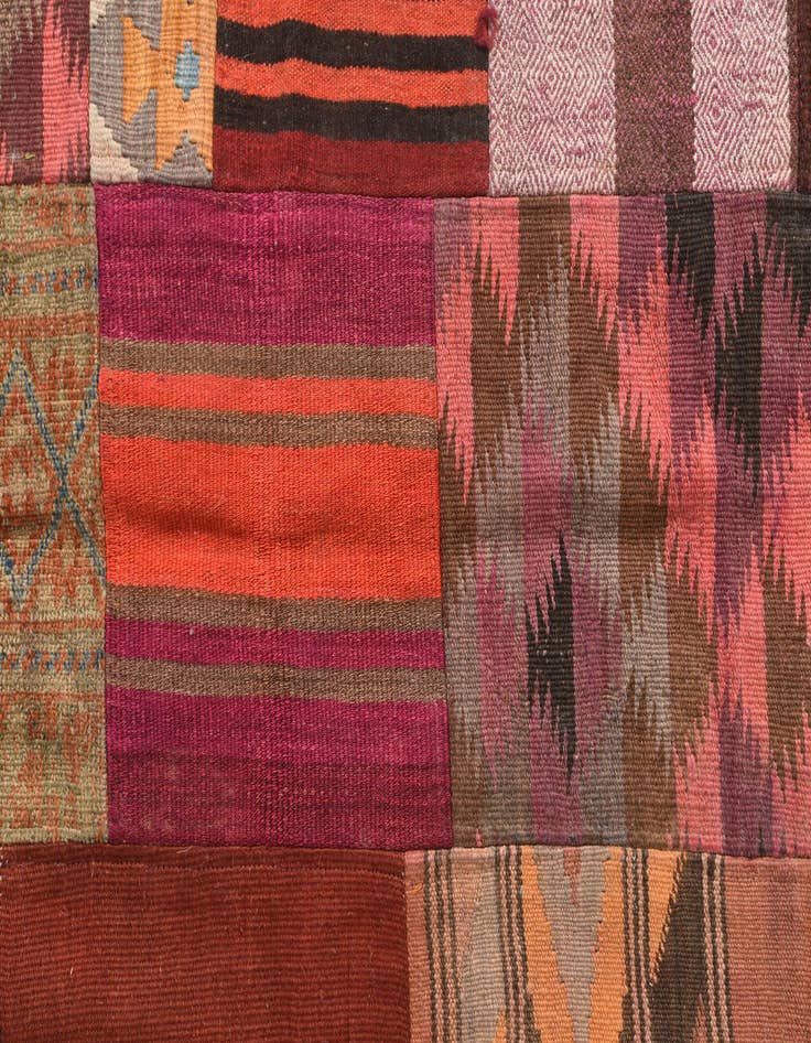 Detail image of  4' 10 x 6' 6  Hand Woven Kilim Patchwork Wool Rug