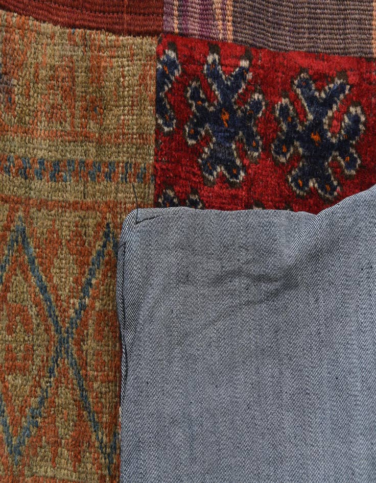Detail image of  4' 10 x 6' 6  Hand Woven Kilim Patchwork Wool Rug