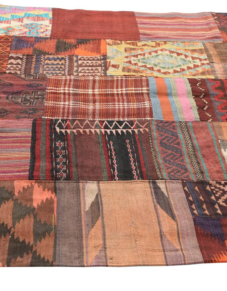 Detail image of  4' 10 x 6' 6  Hand Woven Kilim Patchwork Wool Rug